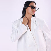 Alexa Oversized White Blazer