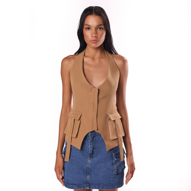 Bella Halter Brown Top