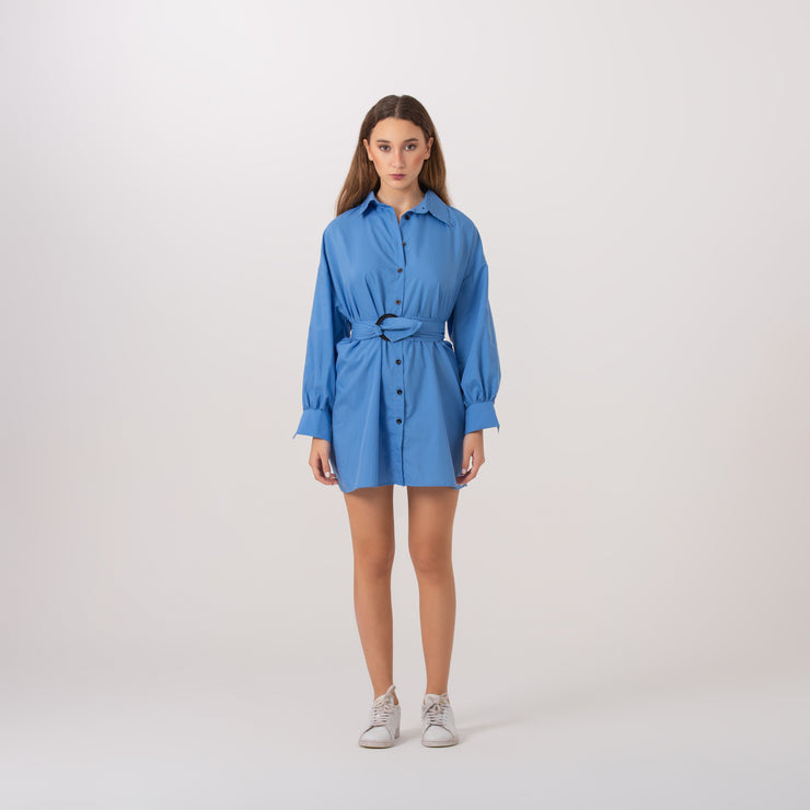 PIELLY BLUE SHIRT DRESS